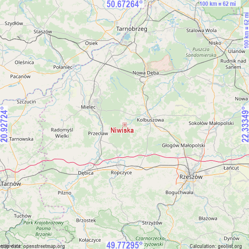 Niwiska on map