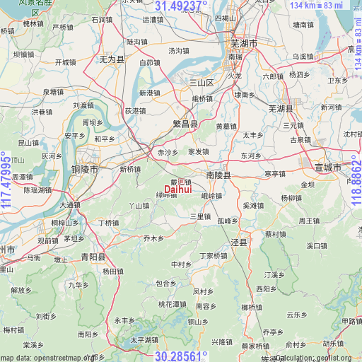 Daihui on map