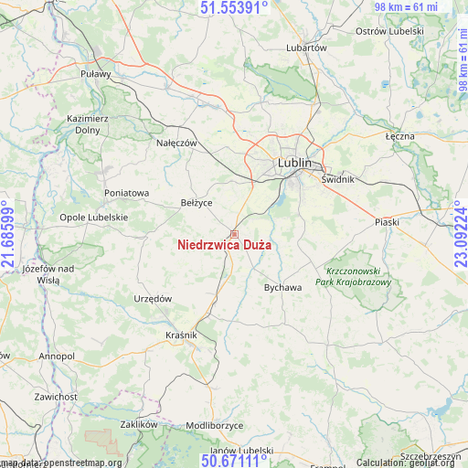 Niedrzwica Duża on map