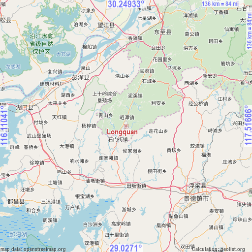 Longquan on map