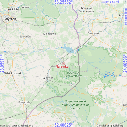 Narewka on map