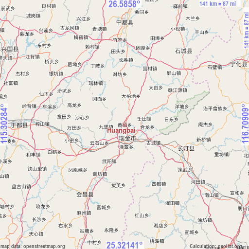 Huangbai on map