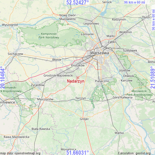 Nadarzyn on map