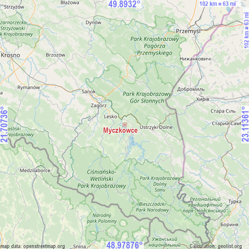 Myczkowce on map