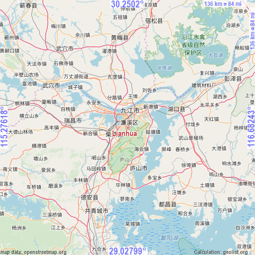 Lianhua on map