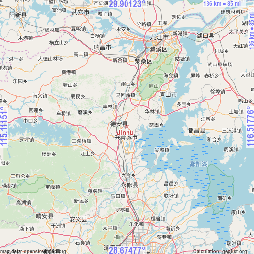 Jinhu on map