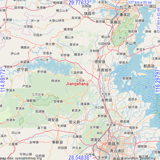 Jiangshang on map