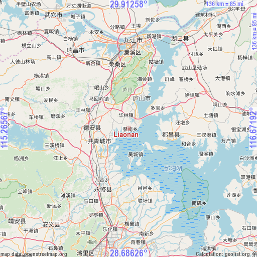 Liaonan on map