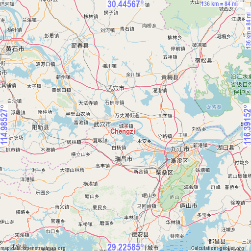 Chengzi on map