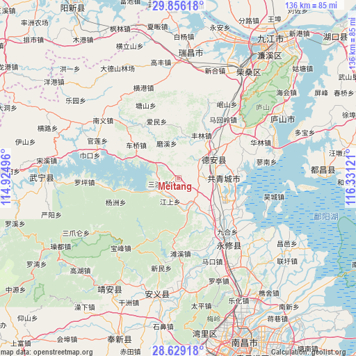 Meitang on map