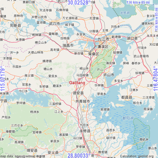 Gaotang on map