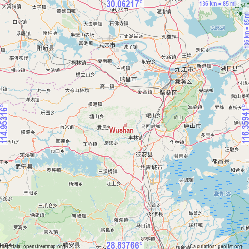 Wushan on map