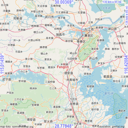 Fenglin on map