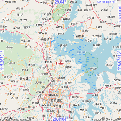 Tiehe on map