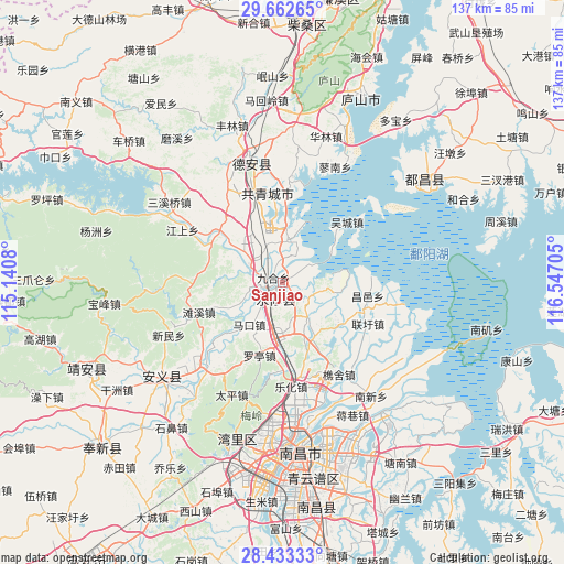 Sanjiao on map