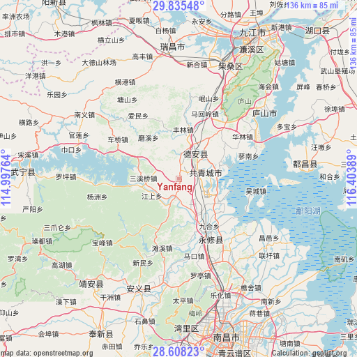 Yanfang on map