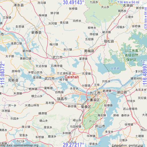 Caishan on map