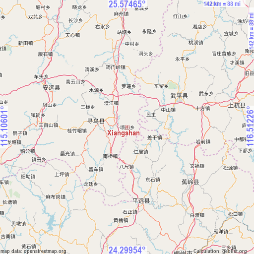 Xiangshan on map