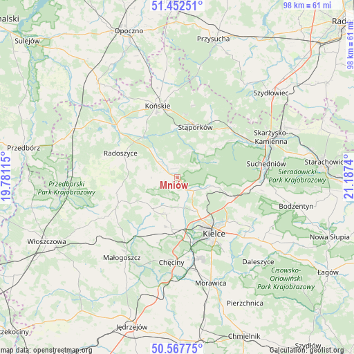 Mniów on map