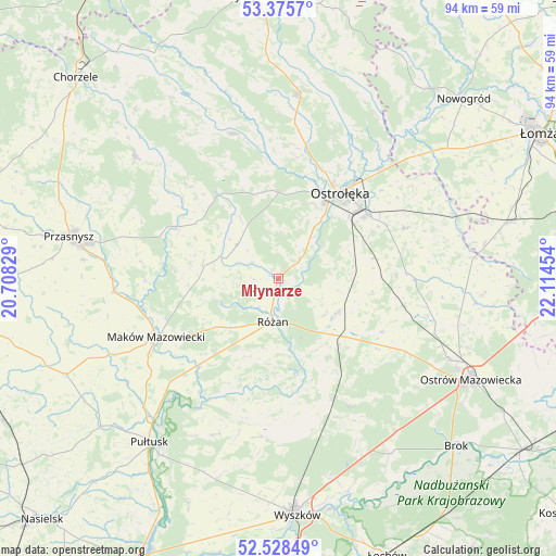 Młynarze on map