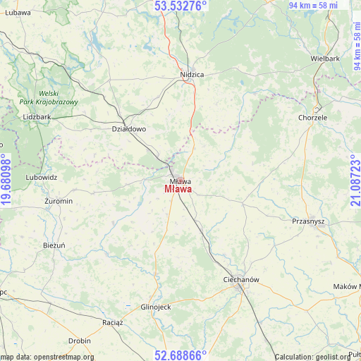 Mława on map