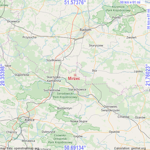 Mirzec on map