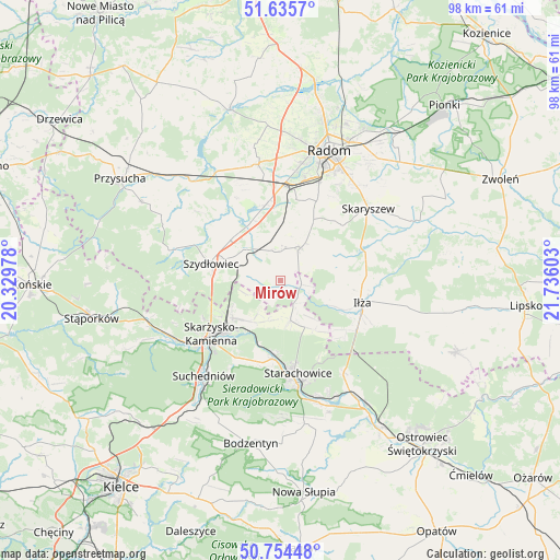 Mirów on map