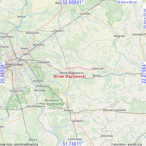 Mińsk Mazowiecki on map