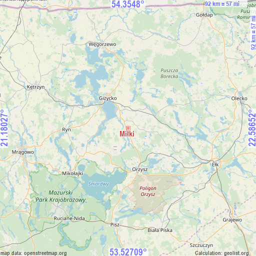 Miłki on map