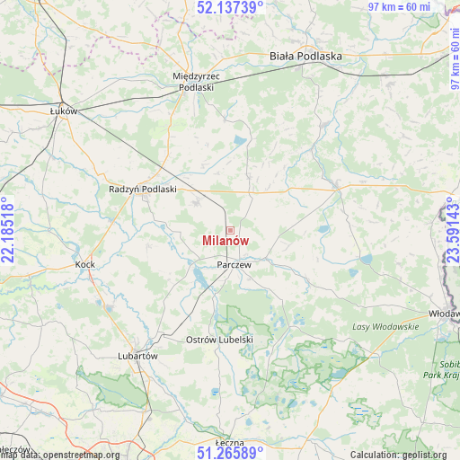 Milanów on map