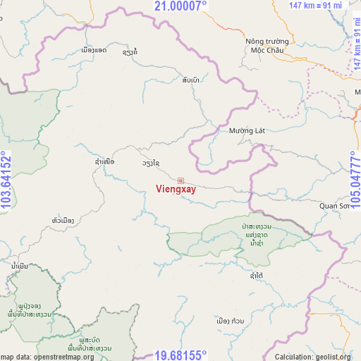 Viengxay on map