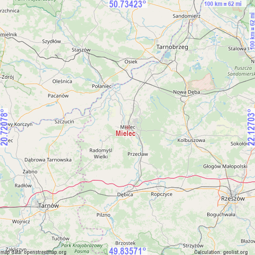 Mielec on map