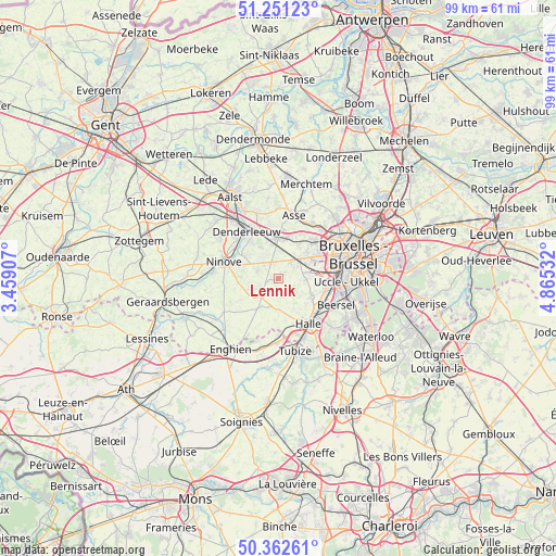 Lennik on map