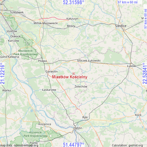 Miastków Kościelny on map