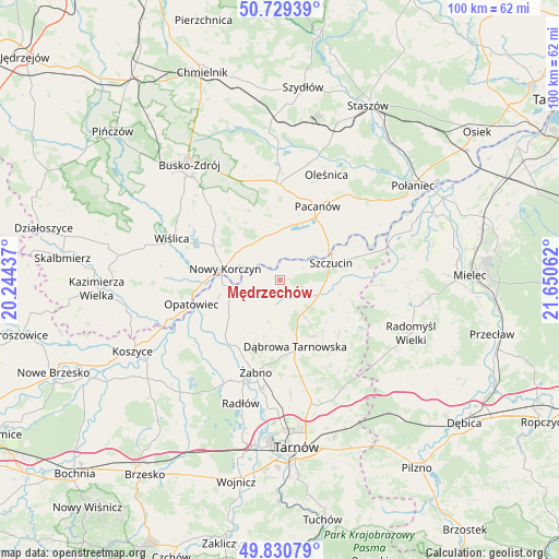 Mędrzechów on map