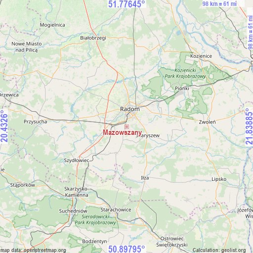 Mazowszany on map