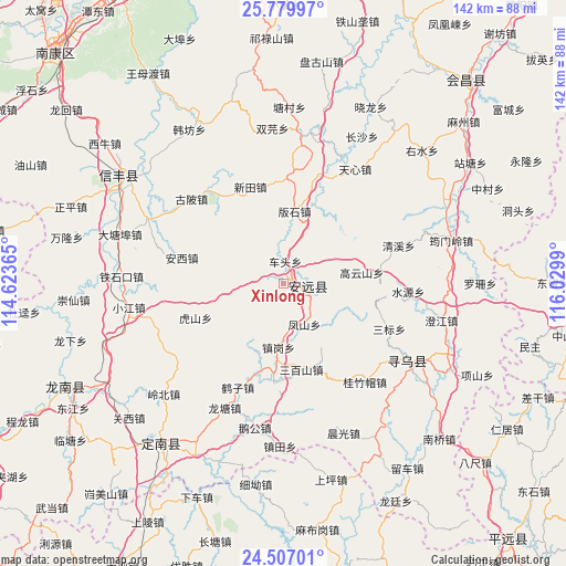 Xinlong on map