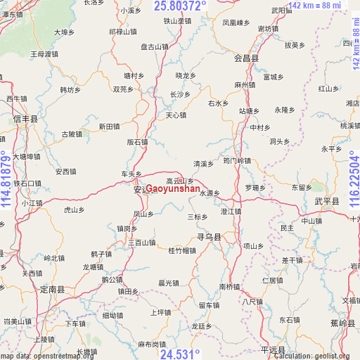 Gaoyunshan on map