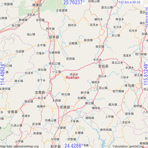 Hushan on map