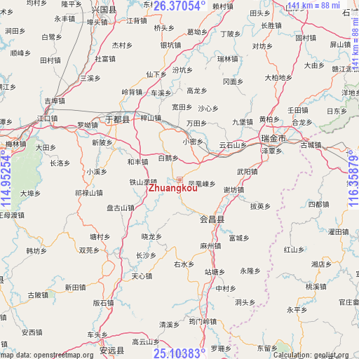 Zhuangkou on map