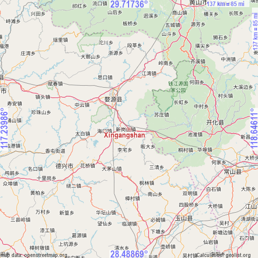 Xingangshan on map