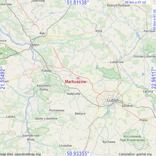 Markuszów on map