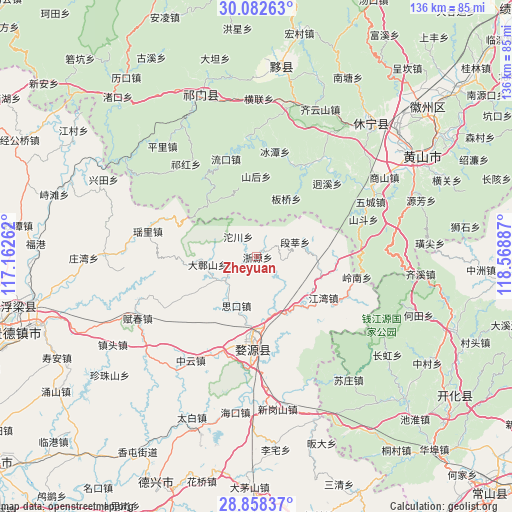 Zheyuan on map