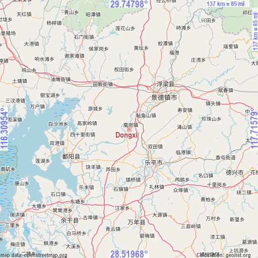 Dongxi on map