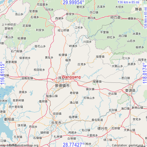 Wanggang on map