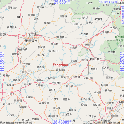 Fengzhou on map