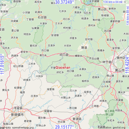 Qiaoshan on map