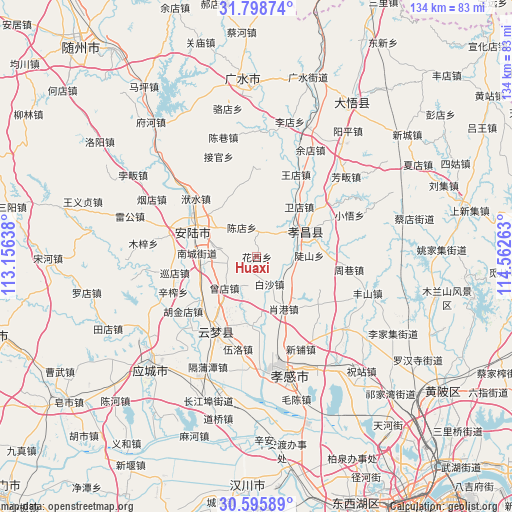 Huaxi on map