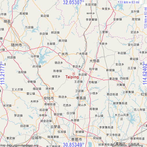 Taiping on map