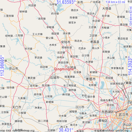 Qingminghe on map